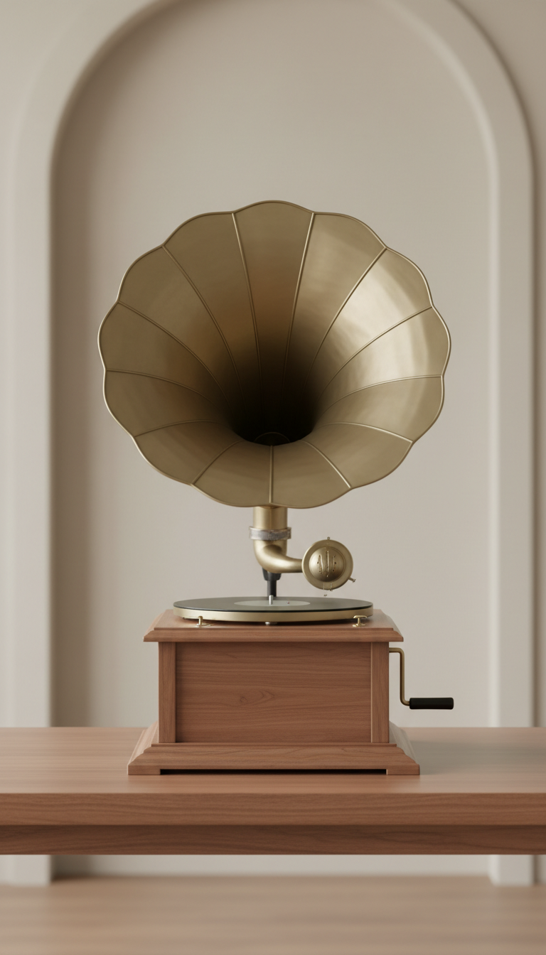 Solid Wood Gramophone Player