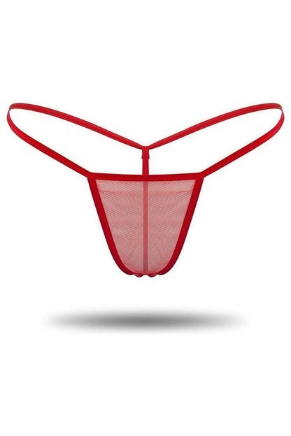 Kırmızı Transparan Tül String Tanga TM1115