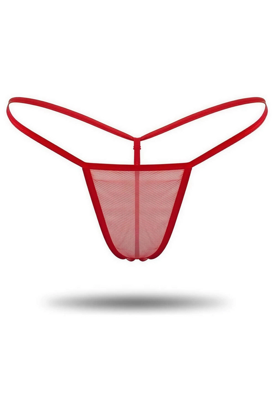 Kırmızı Transparan Tül String Tanga TM1115