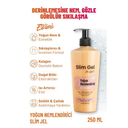 Selülit ve Çatlak Karşıtı & Yoğun Nemlendirici Slim Jel – Kolajen Destekli Bölgesel İncelme Jeli