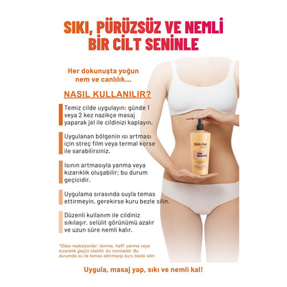 Selülit ve Çatlak Karşıtı & Yoğun Nemlendirici Slim Jel – Kolajen Destekli Bölgesel İncelme Jeli